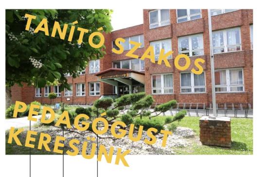 Tan�t� szakos pedag�gust keres�nk